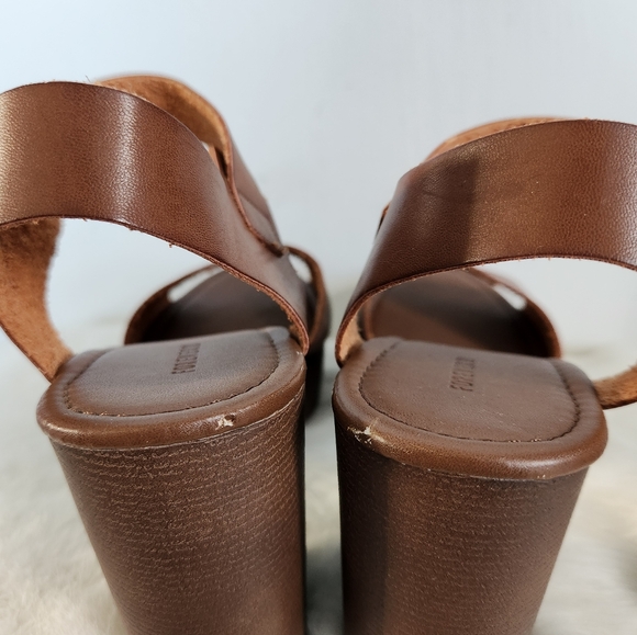Forever 21 Brown Wood & Leather Style Block Heel Sandals Y2K-Inspired Sz 8 - Picture 11 of 16